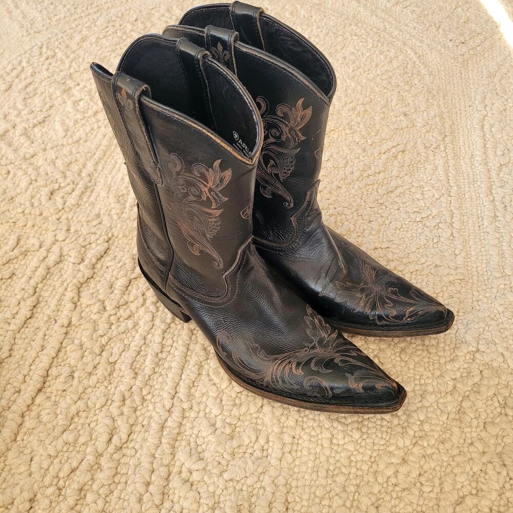 Ariat Black Mid Rise Cowboy Western Boots Sz 8 - Picture 3 of 7